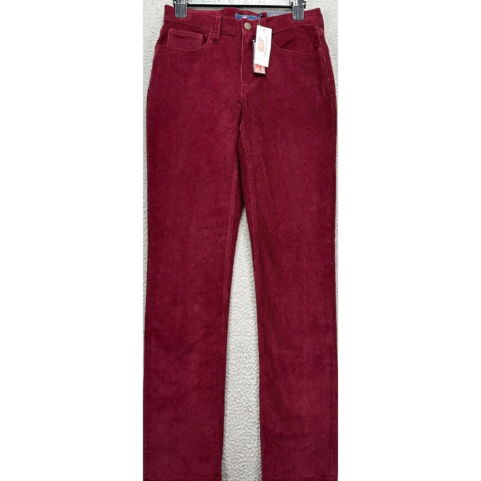 Vineyard Vines Corduroy Pants Mens 28X32 Dark Burgundy 5 Pocket Straight Leg NEW