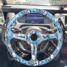 NEW JDM UNIVERSAL 350MM SKULL Style Acrylic Deep Dish 6 Holes Steering Wheel