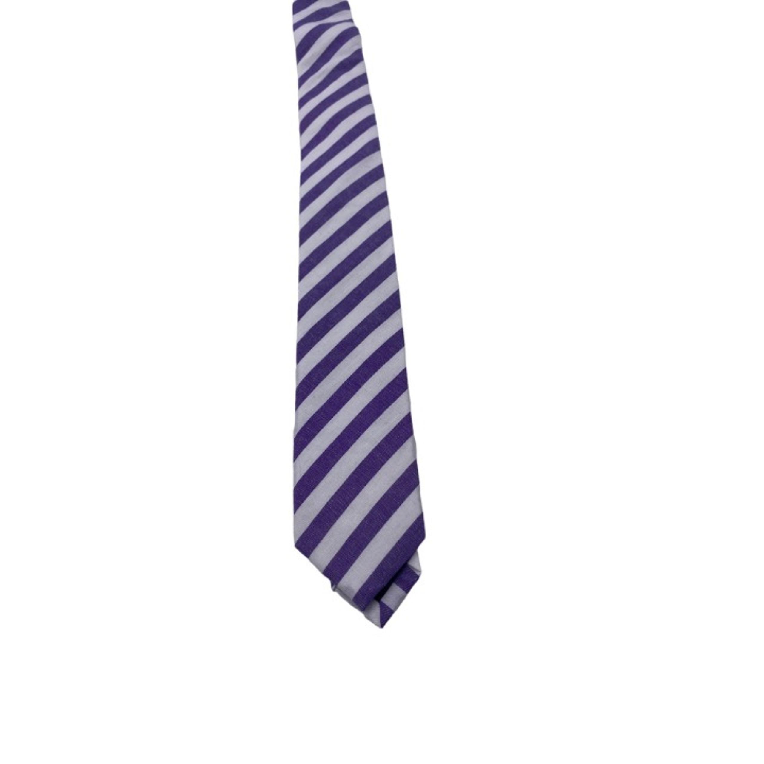Skinny Tie Madness - Men’s Striped Tie Purple White SKM272