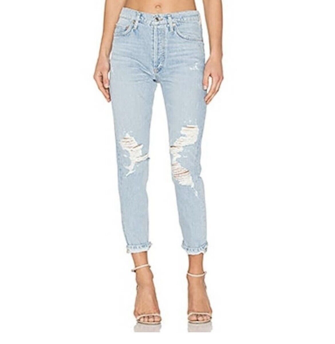 NWT AGOLDE Jamie High Rise Classic Evermore Lt Denim Premium Jeans Size 25