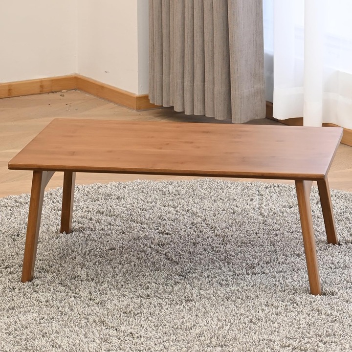 Foldable Bamboo Small Table - Bamboo Foldable Floor Desk, Folding Coffee Table