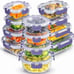24pc Borosilicate Glass Storage Containers with Lids. 12 Airtight, Freezer Safe