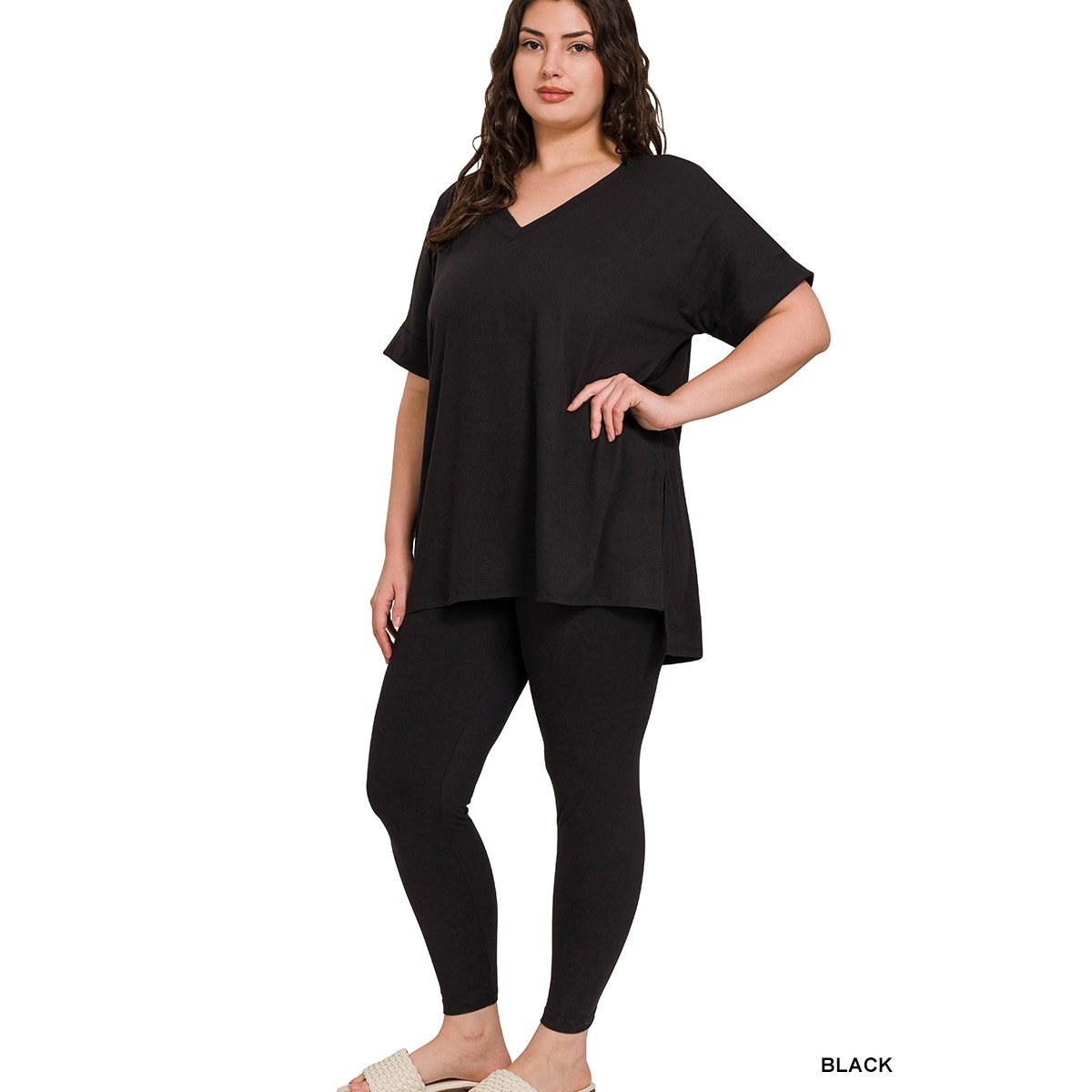 ZENANA Women's Plus brushed microfiber loungewear set Black NWT 1x, 2x 3x