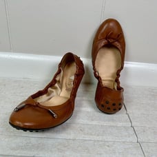 TOD’S Ballet Flats Womens EU 38 / US 8 Leather Foldable Ballerina Brown Italian