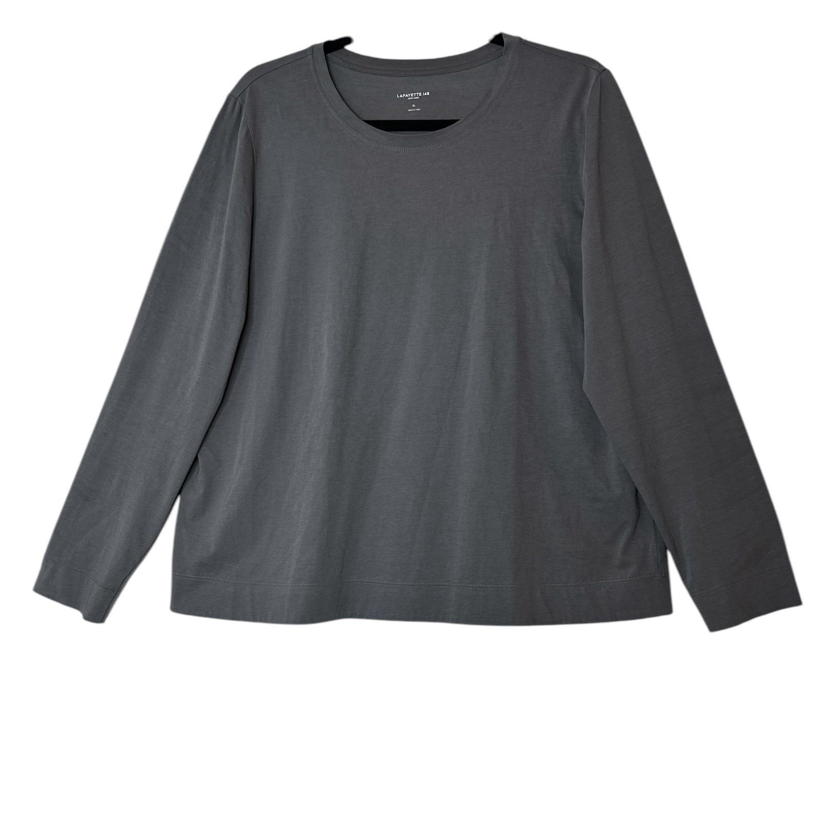 Lafayette 148 New York Top Womens XL Gray Sparkle Long Sleeve Stretch Career