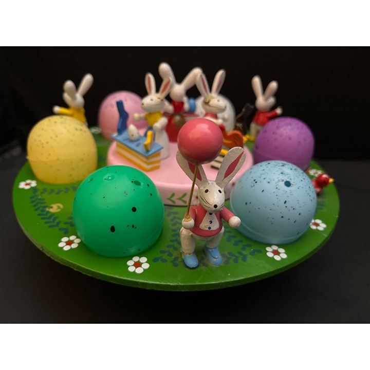 MSR Imports Vintage Musical Rotating Easter Bunnies Carousel
