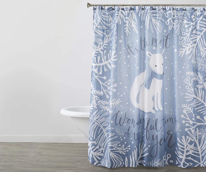 Winter Wonder Lane Holiday Fabric Shower Curtain & Hook Set - 13 Pieces - 72 x 7