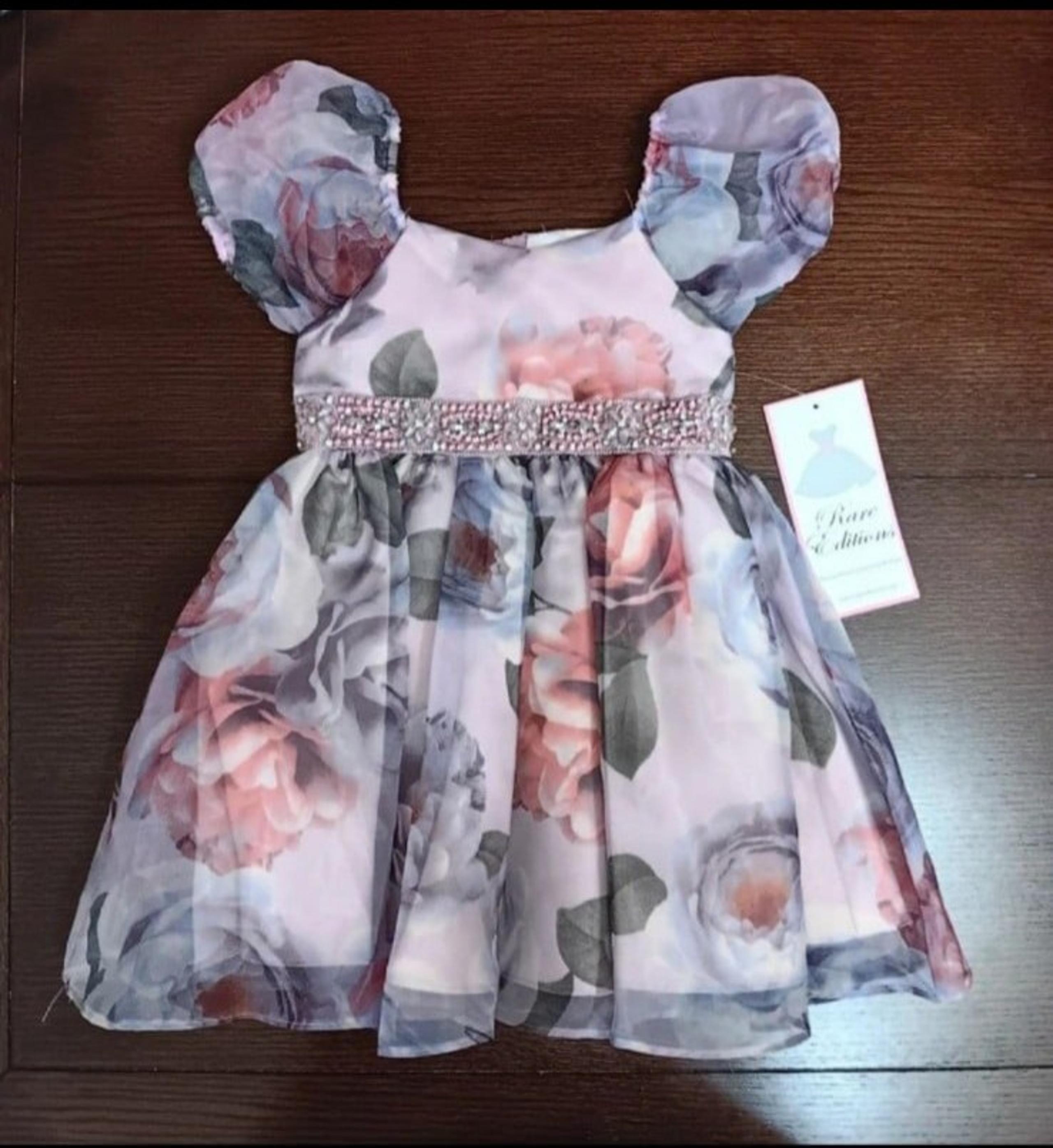 NWT Rare Editions 3T Little Girls Lilac Rose Coquette Ruffle Jeweled Dress NEW