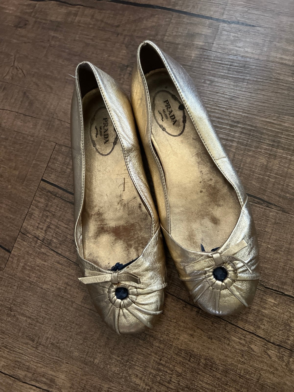 Prada Genuine Leather Ballet Flats
