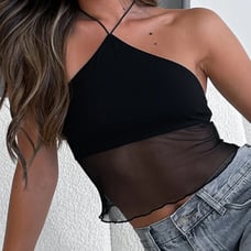 Whitefox boutique make a statement halter mesh crop top