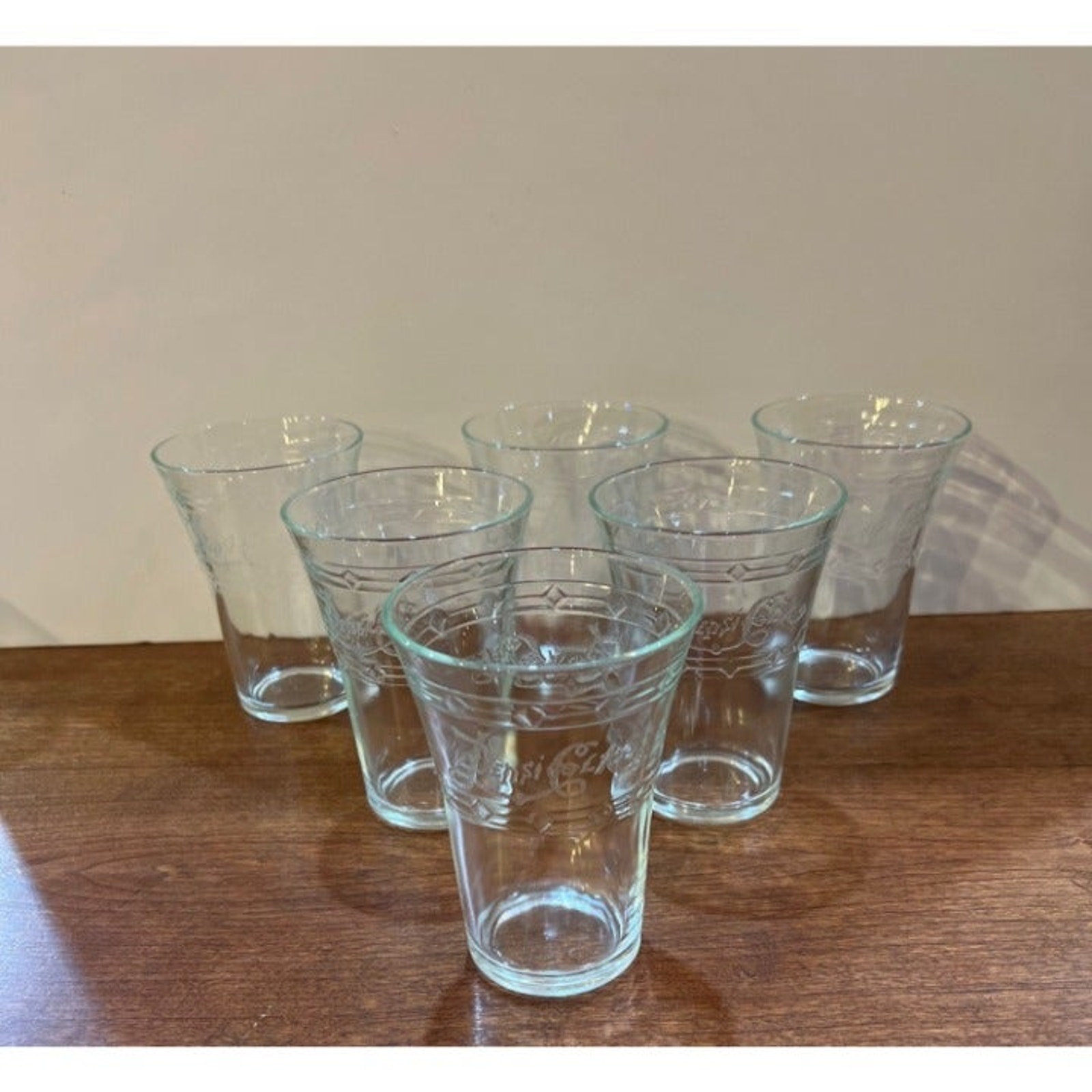 VTG Embossed Pepsi-Cola Fountain Flared Edge Glasses Lot of 6
