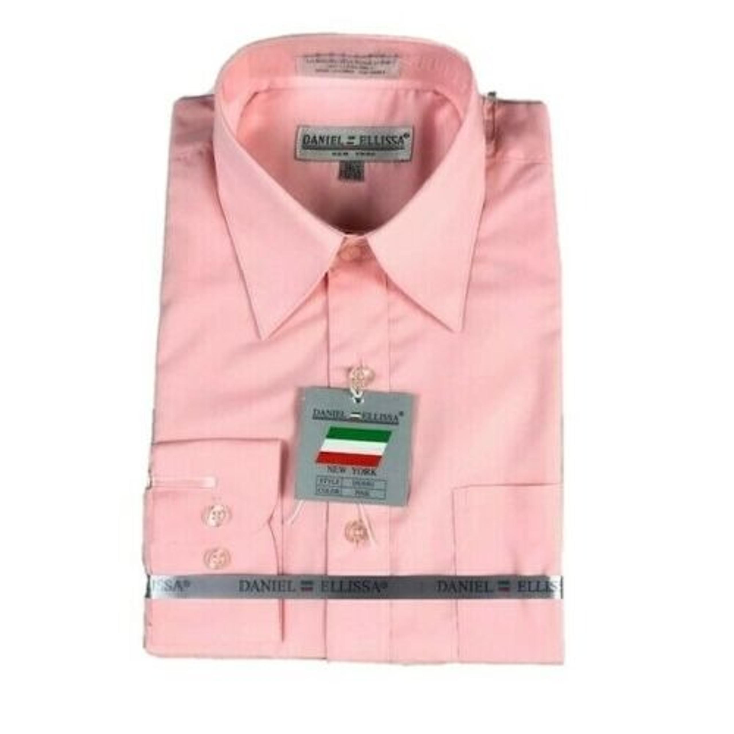 Daniel Ellissa Men's Pink Dress Shirt Convertible Cuffs Pocket Size 14.5 32/33