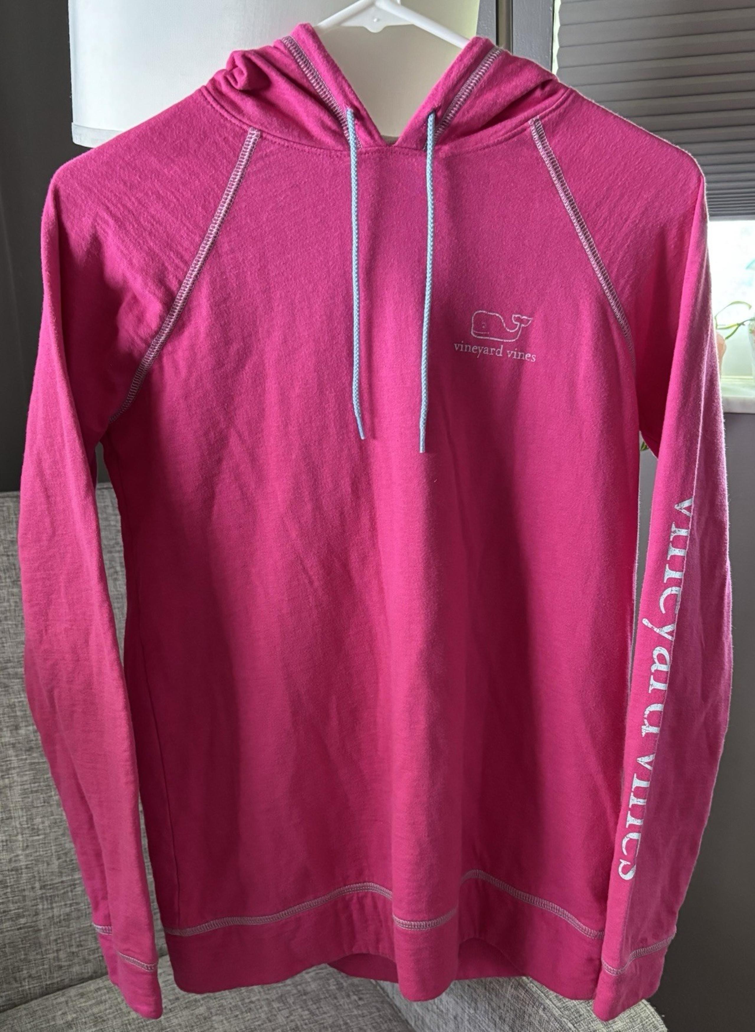 Vineyard Vines Lightweight Hoodie Women's Extra Small Pink Spellout Whale