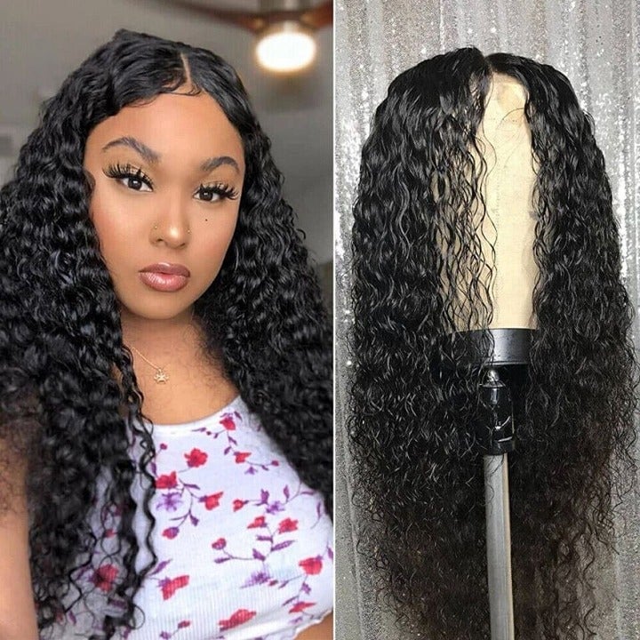 AA Hair Front Wig Womens Brazilian Human Long Curly Lace Wavy Hair Wigs US 2022