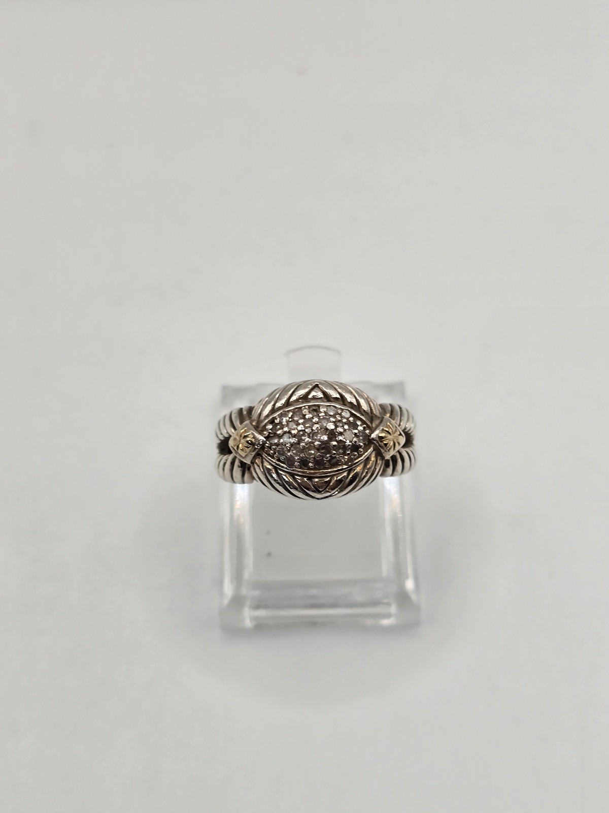 Gabrielle Bruni Diamond 925 Sterling Silver 14K Gold Ring~Size 6.5~ RARE