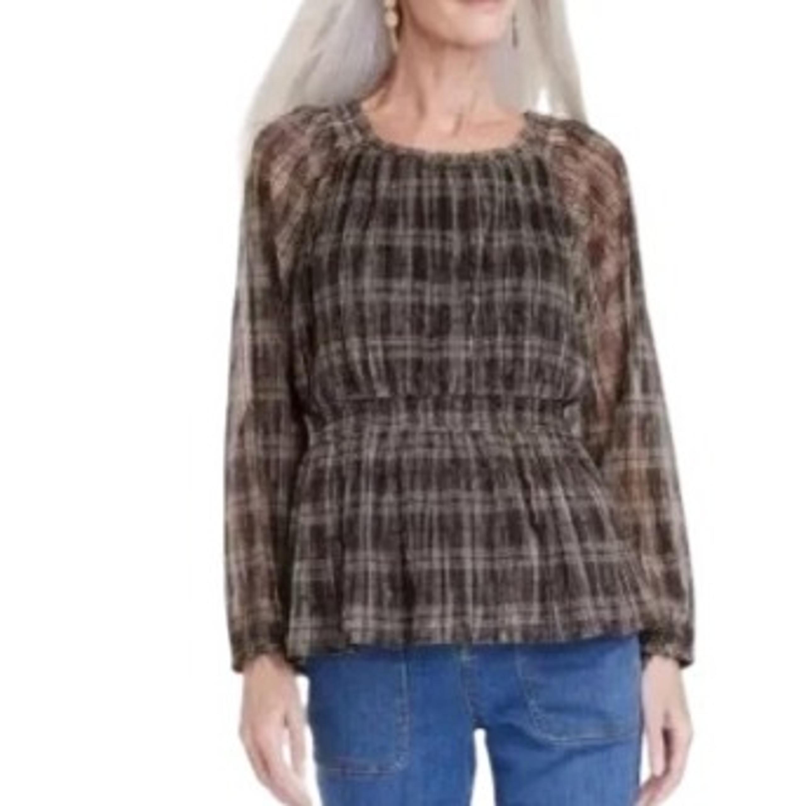 Knox Rose Womens Gold Shine Blouse Top Metallic Lurex Ruffled Chiffon L New