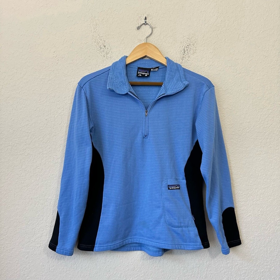 VTG PATAGONIA R1 Regulator Polartec Fleece 1/2 Zip Pullover Blue USA MADE