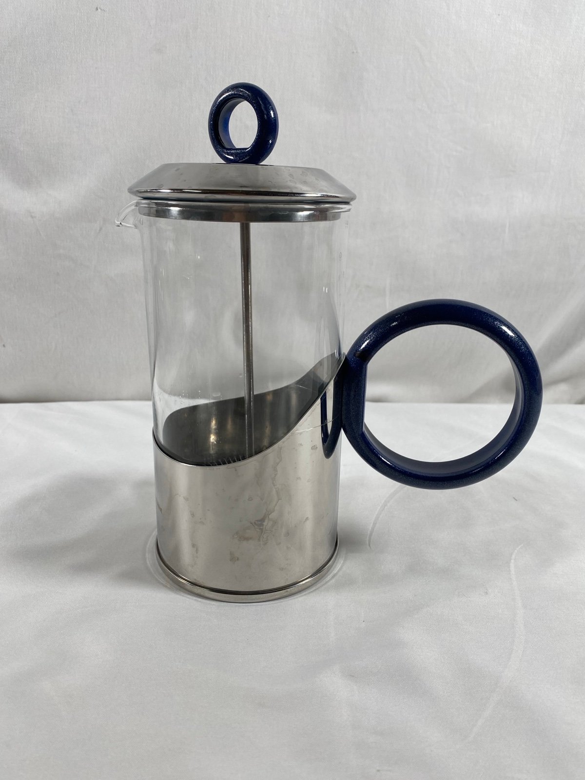 Rare Carlo Giannini Italy by Flavio Sambinelli French Press Coffee Blue Handle