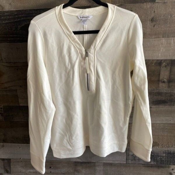 ATHLETA Eastbound Half Zip Sweatshirt XS ivory / cream Lightweight