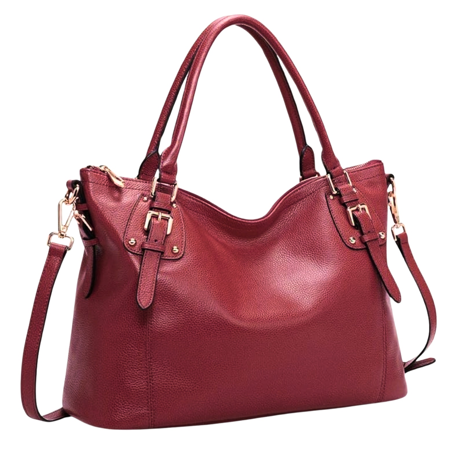 Kattee Pebbled Leather Satchel | Red, Gold Hardware Adjustable Strap EUC Used 1x