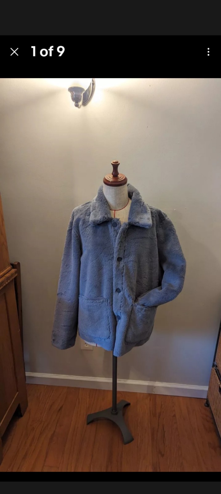BRANDON THOMAS Jacket Womens Medium Faux Suede Fur Grey Reversible Coat EUC Soft