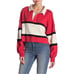 Free People Party Polo Red Sequin Striped Long Sleeve Shirt
