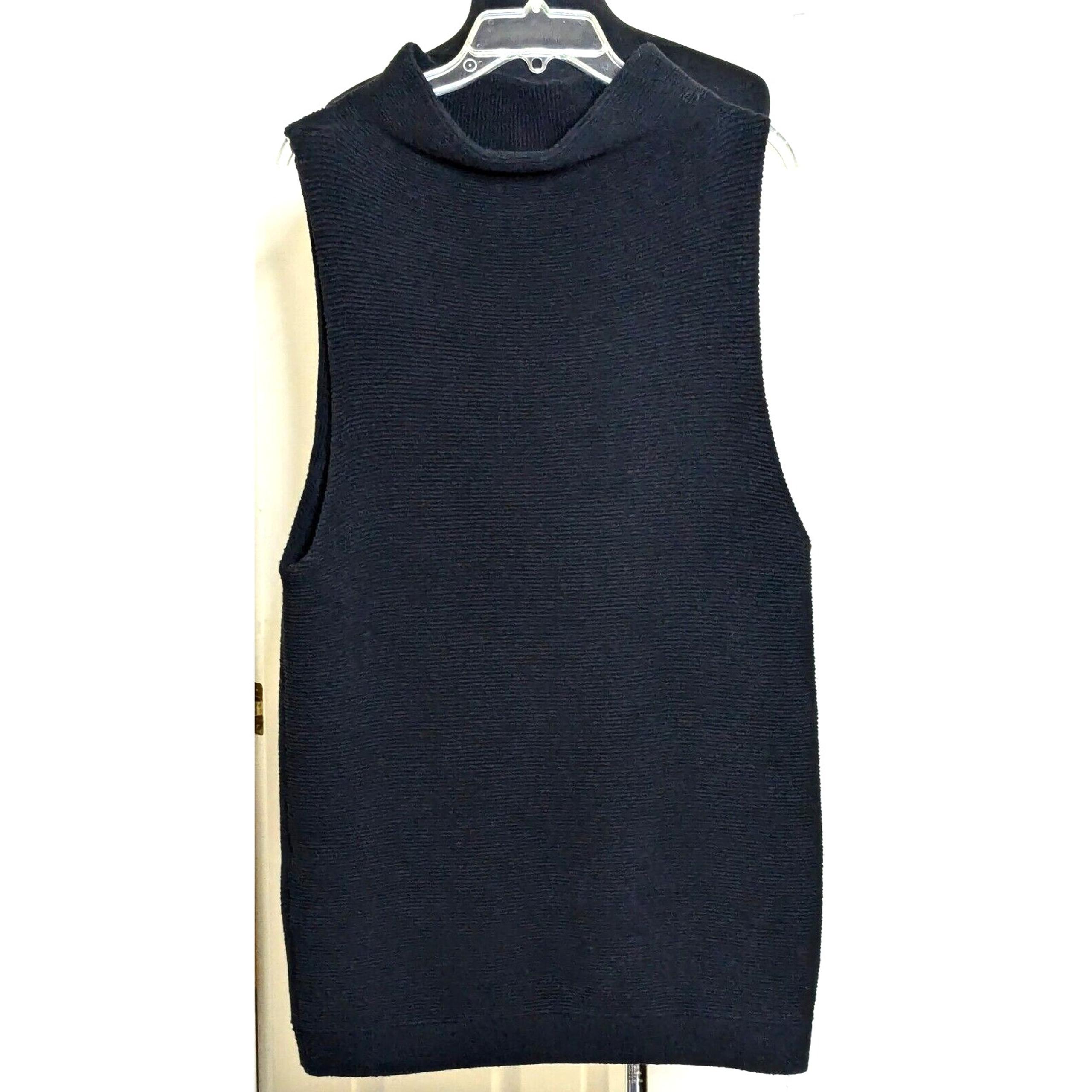 Free People Sweater Womens M Black Isla Ottoman Sleeveless Ribbed Mock NeckTunic