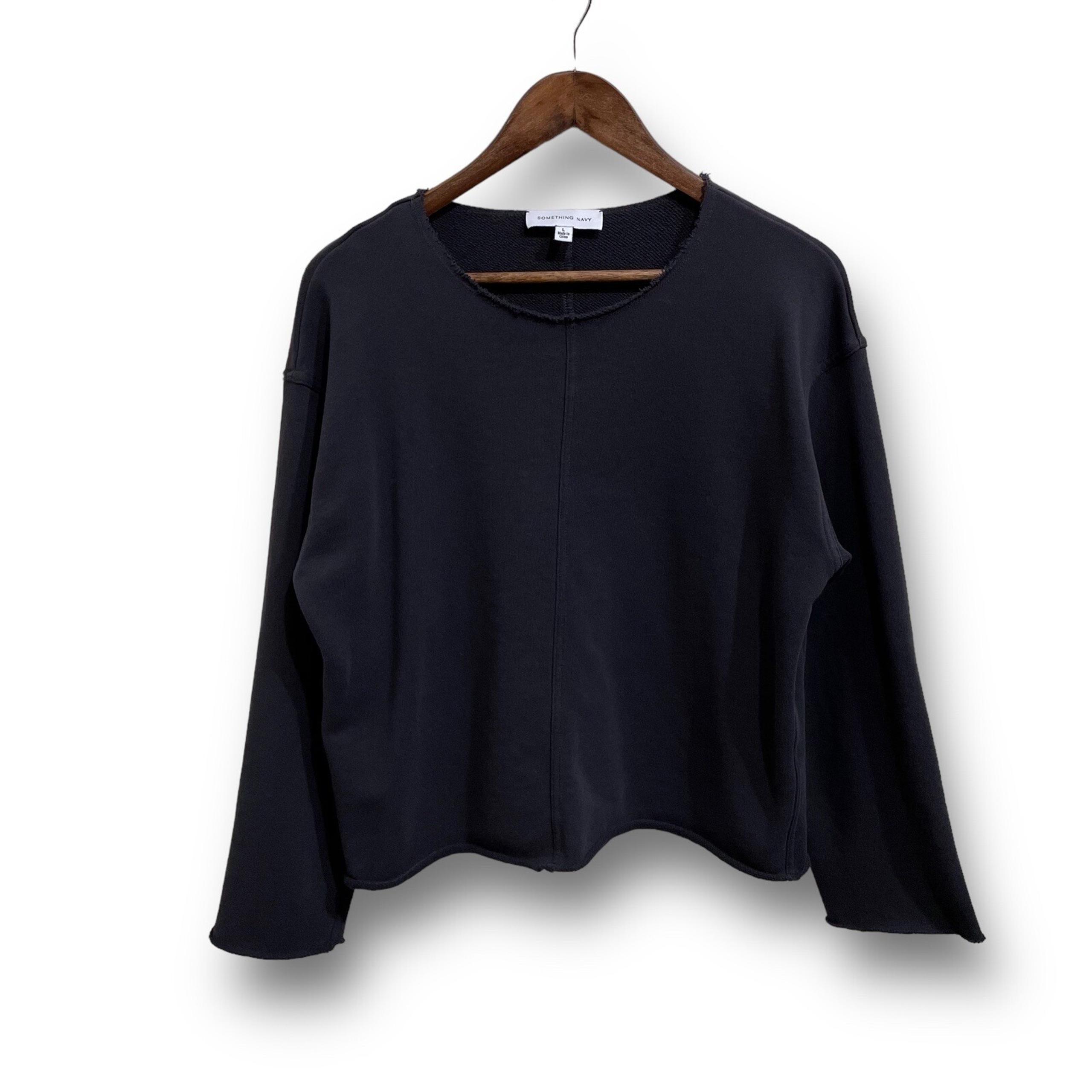 Something Navy Women's Round Neck Sweatshirt Black Size Large 21.5 x 25
