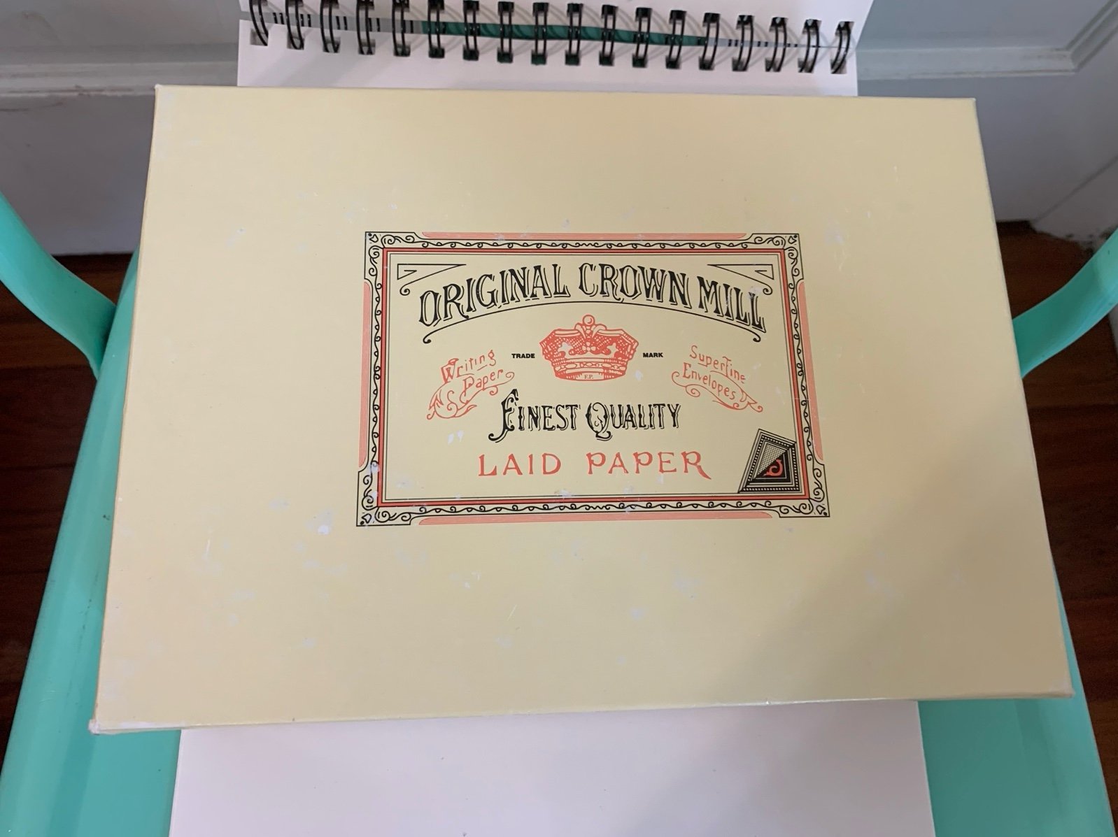 Partial Box of Original Crown Mill Laid Cream Paper & Envelopes Stationary