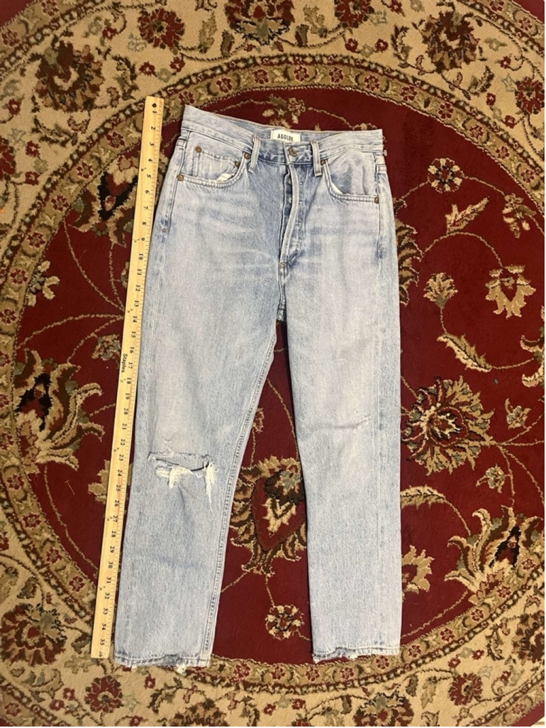 AGOLDE Riley High Rise Straight Crop in Shatter Denim Jeans Size 25