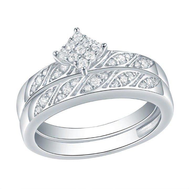 Square Cluster Wedding Ring