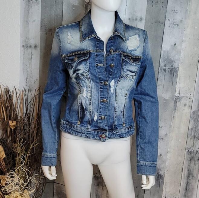 Philipp Plein Studded distress denim jacket