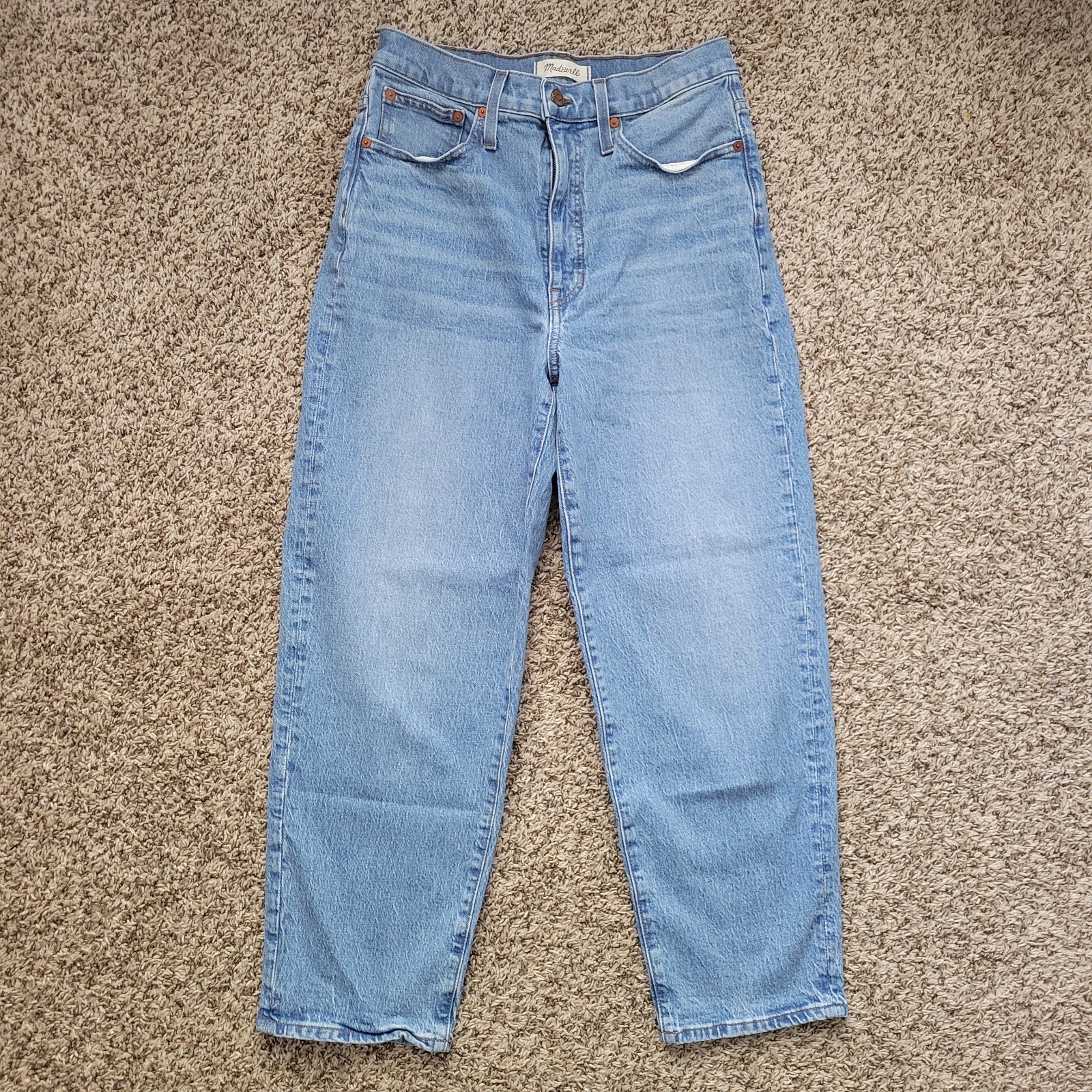Madewell Balloon Jeans Light Medium Blue Denim Jean High Rise Waist Size 28