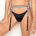 Victoria's Secret V-String Panty& Glitter RhinestoneGarter Belt BLACK SET