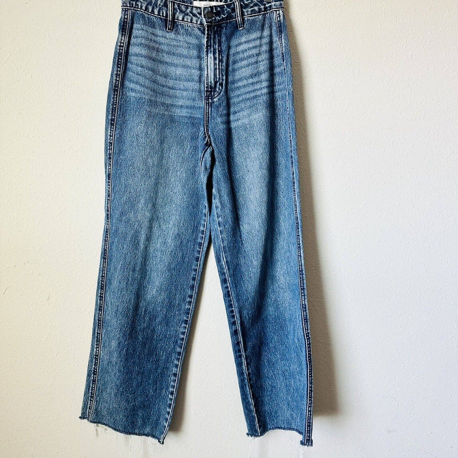 Hidden High Waist Medium Wash Pocketless 31 Inseam Wide Leg Jean Sz 26