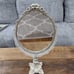 Exquisite Antique 2 Pc Vanity Set Mirror Tray & Cast Iron Swivel Standing Mirror
