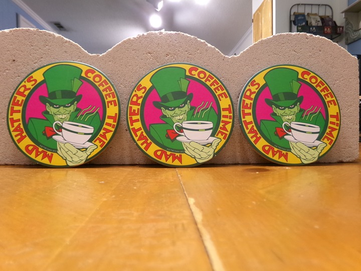 DC COMICS L.E. VERY COOL BATMAN SET OF 3 MAD HATTER'S COFFEE TIME COASTERS