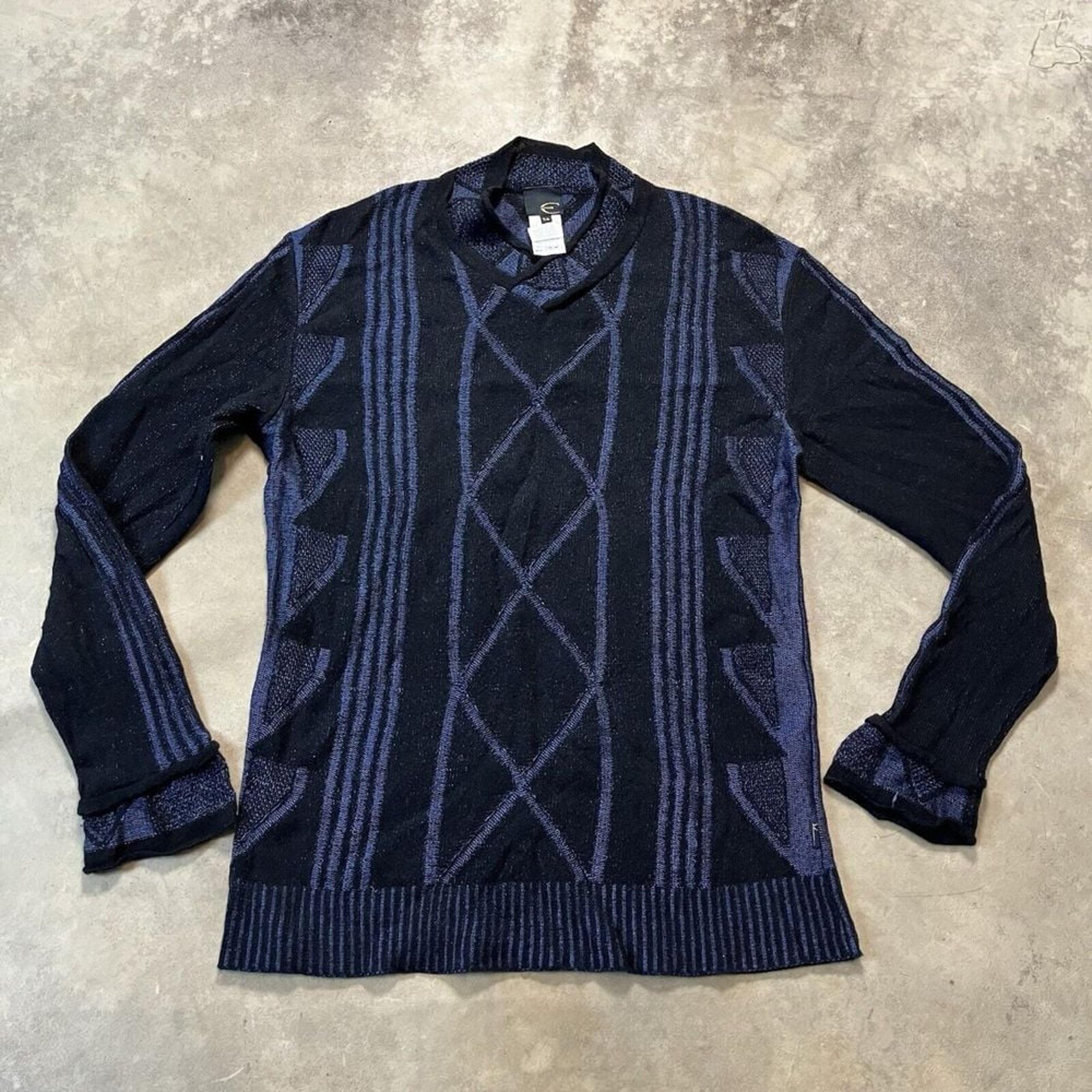 Just Cavalli Sweater Mens 58/ 4XL Angora Cashmere Wool Blend Black Blue
