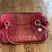 BRAHMIN Crocodile Leather Satchel Shoulder Bag Cross Body Purse Burgundy