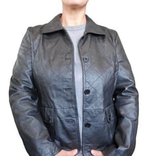 Vintage Black Leather Patchwork Checker Jacket Goth Grunge Classic Pockets | S/M