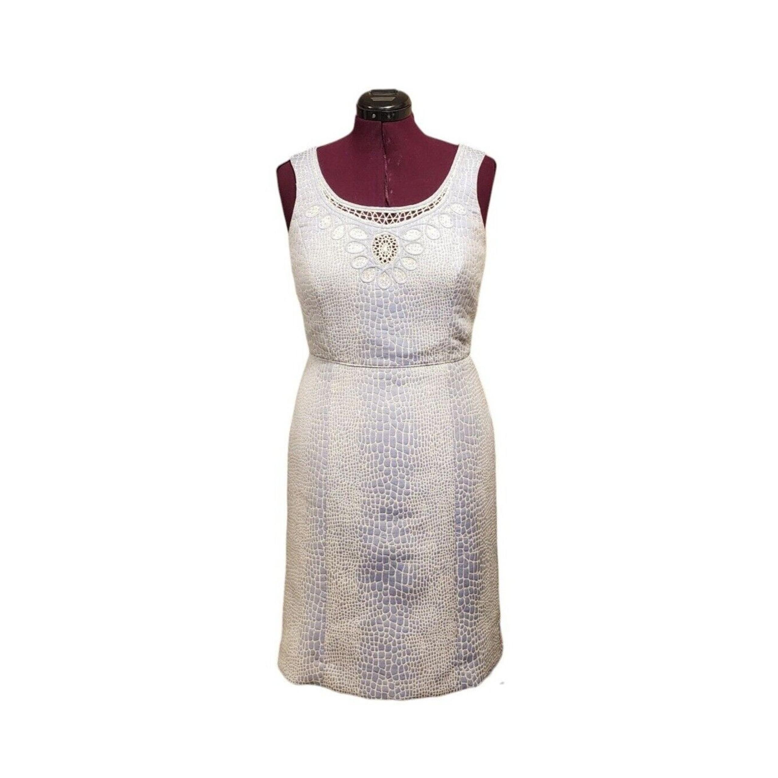 Antonio Melani 10 Sheath Dress Blue White Snake Print Sleeveless Princess Seams