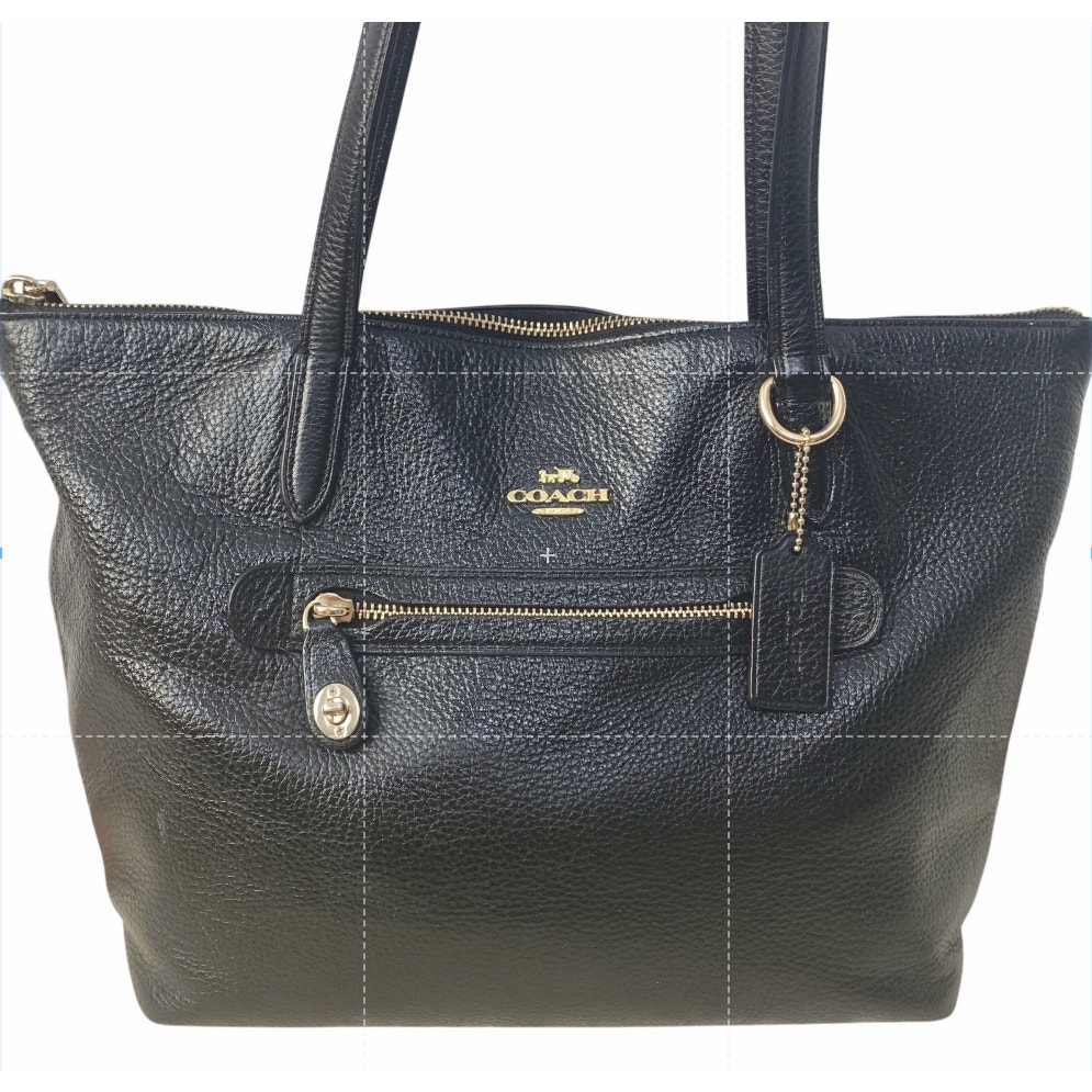 Coach Taylor Tote Style # 38312 Black Pebble Leather