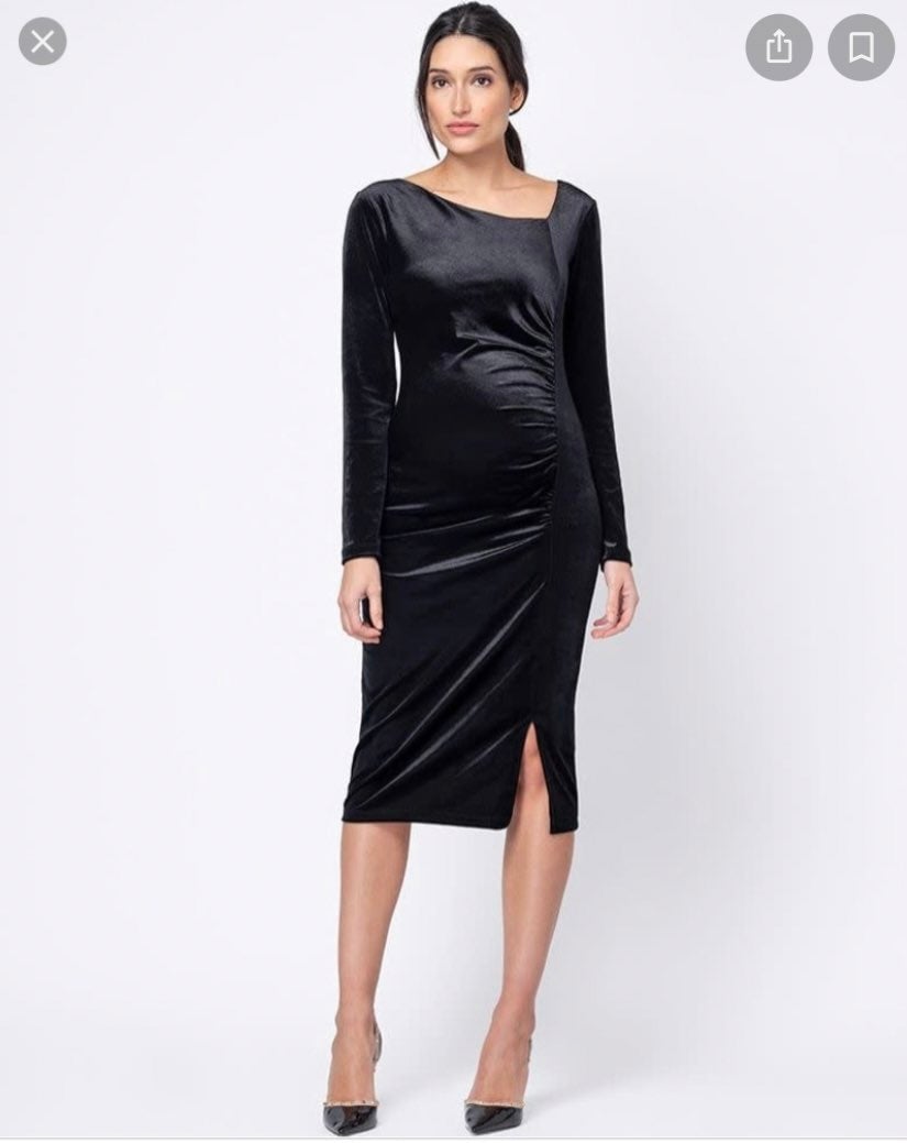 Seraphine Maternity Ruched Midi Dress