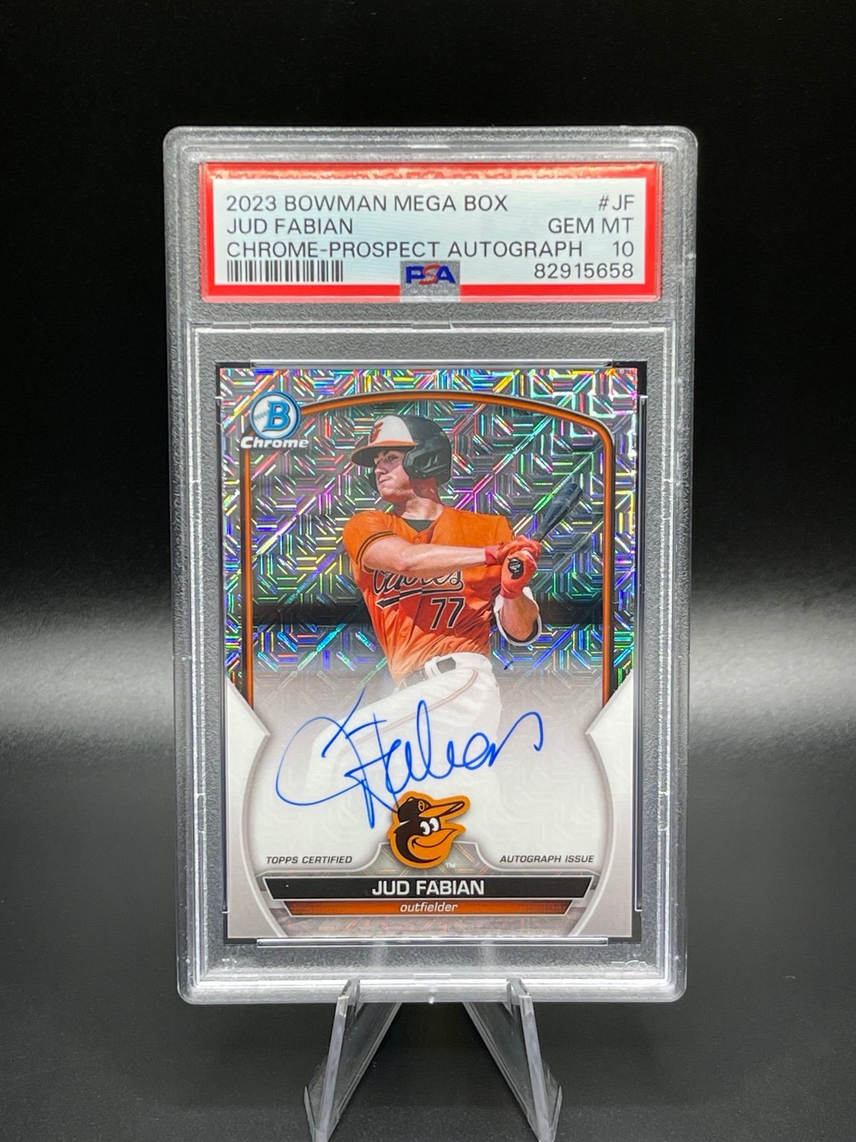 2023 Bowman Chrome Jud Fabian Auto Mega Mojo Refractor Bal Orioles PSA 10 Gem MT
