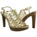 Coach Sarafina Sz 5.5 Gold Metalic Cage Platform Stiletto Heels Strappy Sandal