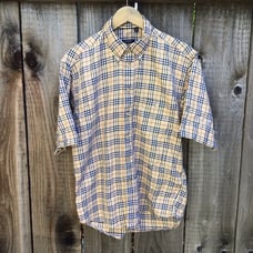Burberry London plaid nova check short sleeve designer button down mens medium