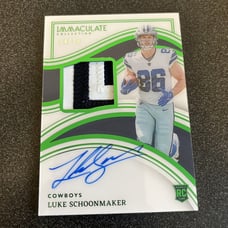2023 Panini Immaculate Collection Luke Schoonmaker Nasty Patch Auto /18 Cowboys