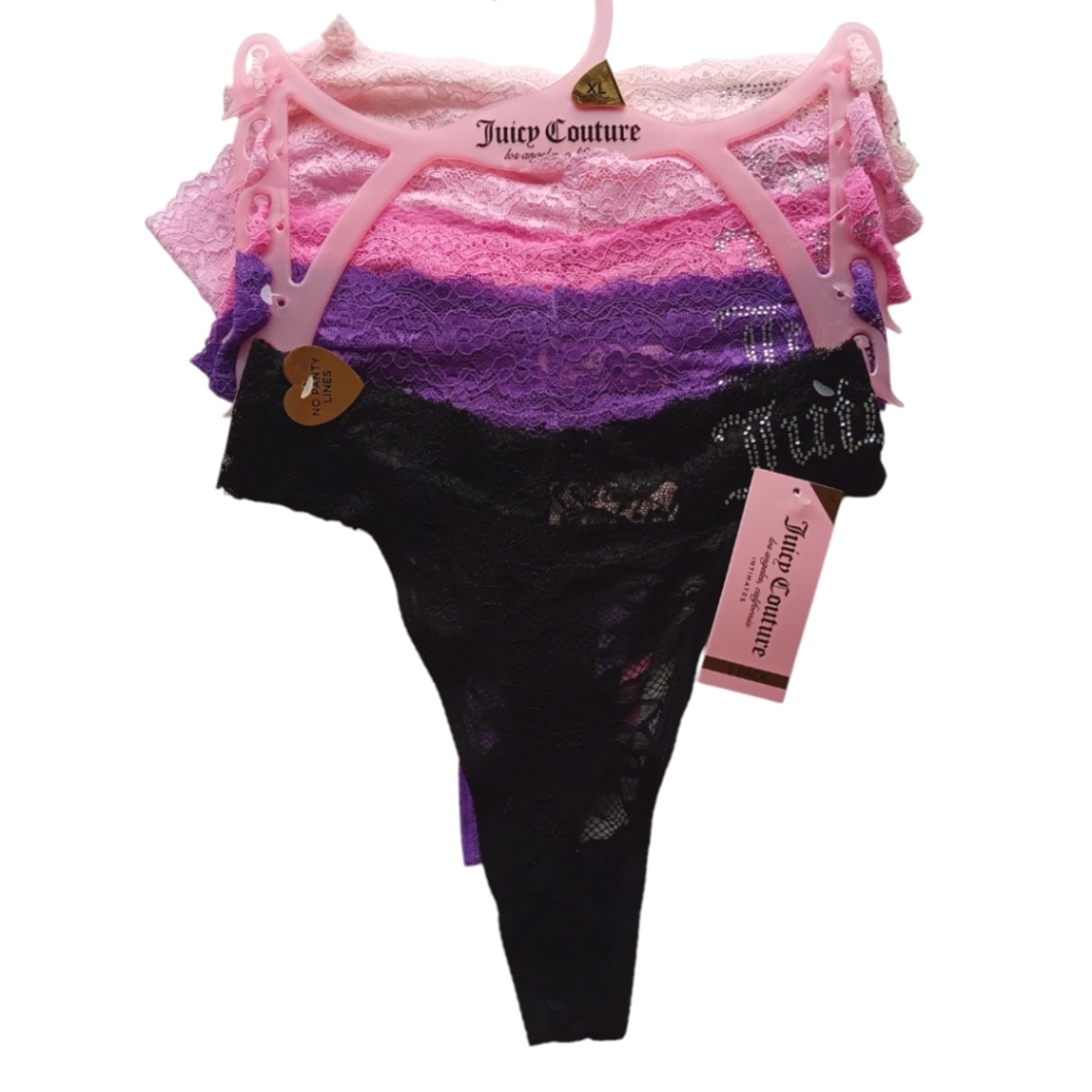 NWT Juicy Couture Floral Lace Thong 5 pack size XL