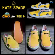 Kate Spade Taxi Yellow Canvas Slip On Sneakers Shoes New York Women Size 9 UK 7