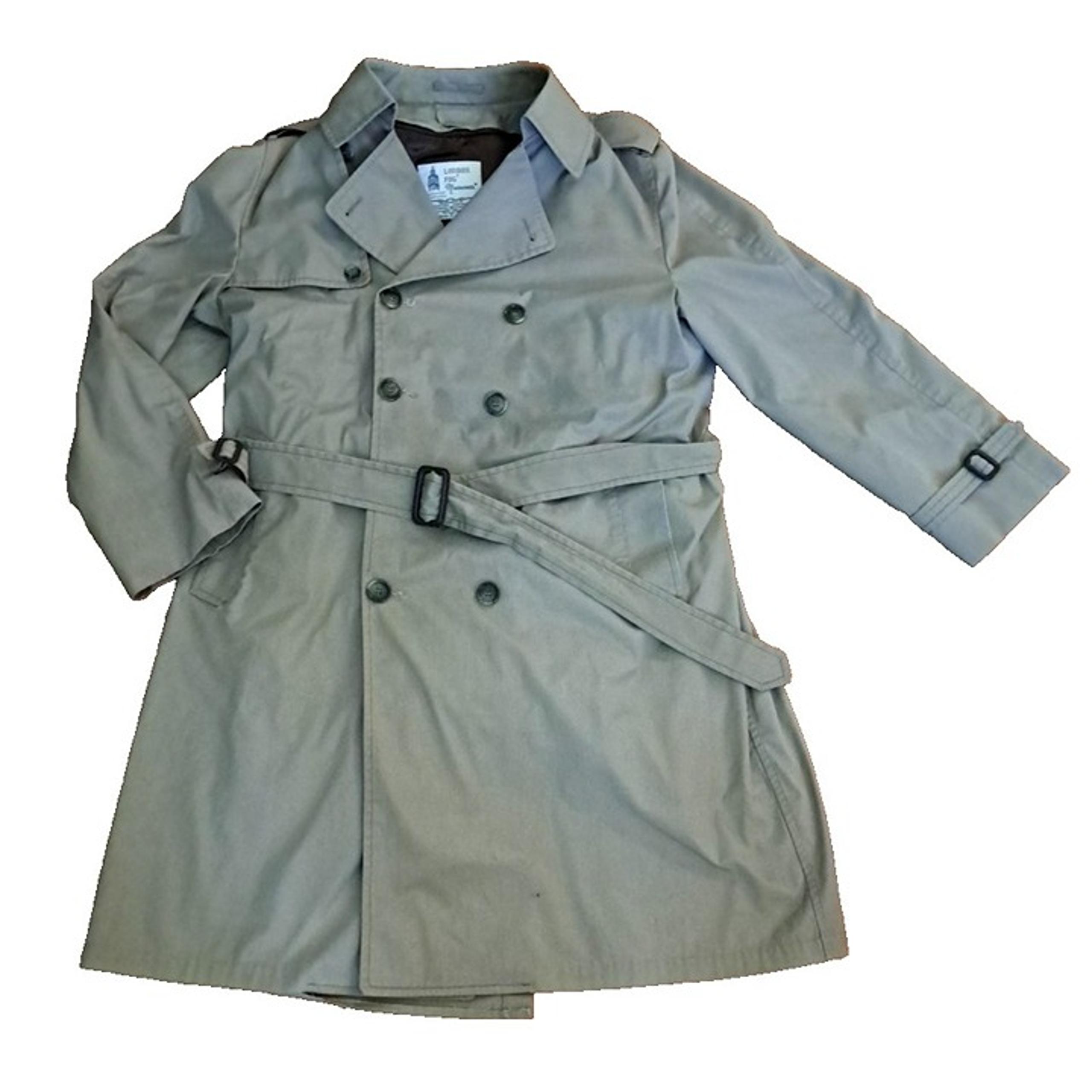 Mens London Fog Trench Coat Vintage Greenwood Beige Removable Sherpa Liner  46